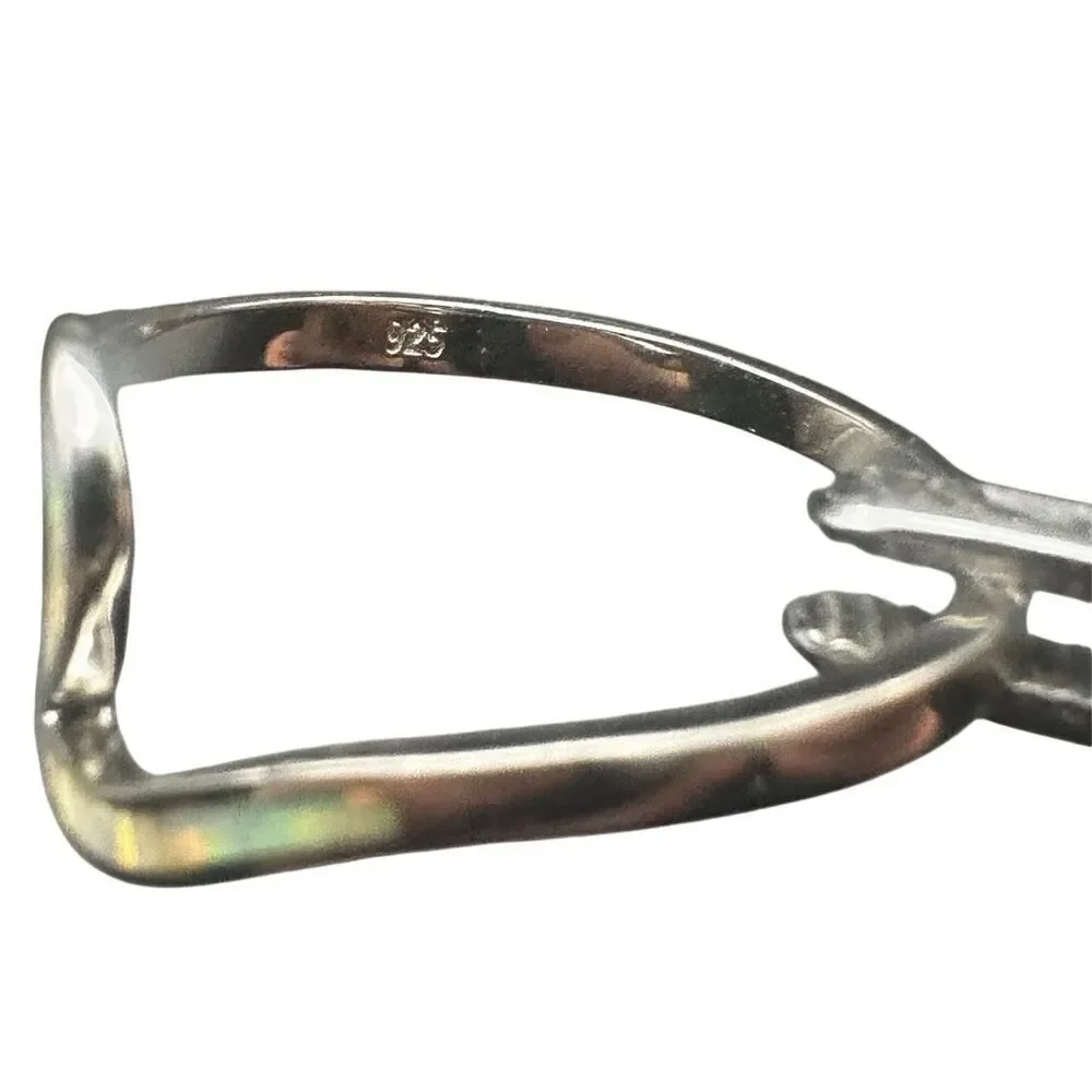White Opal 925 Sterling Silver Wave Ring 12”